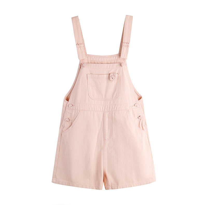 Sweet Heart Short Overalls (Pink)