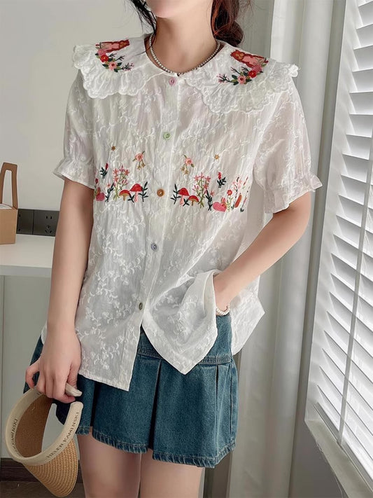 Squirreling Around Embroidered Blouse (2 Colors)