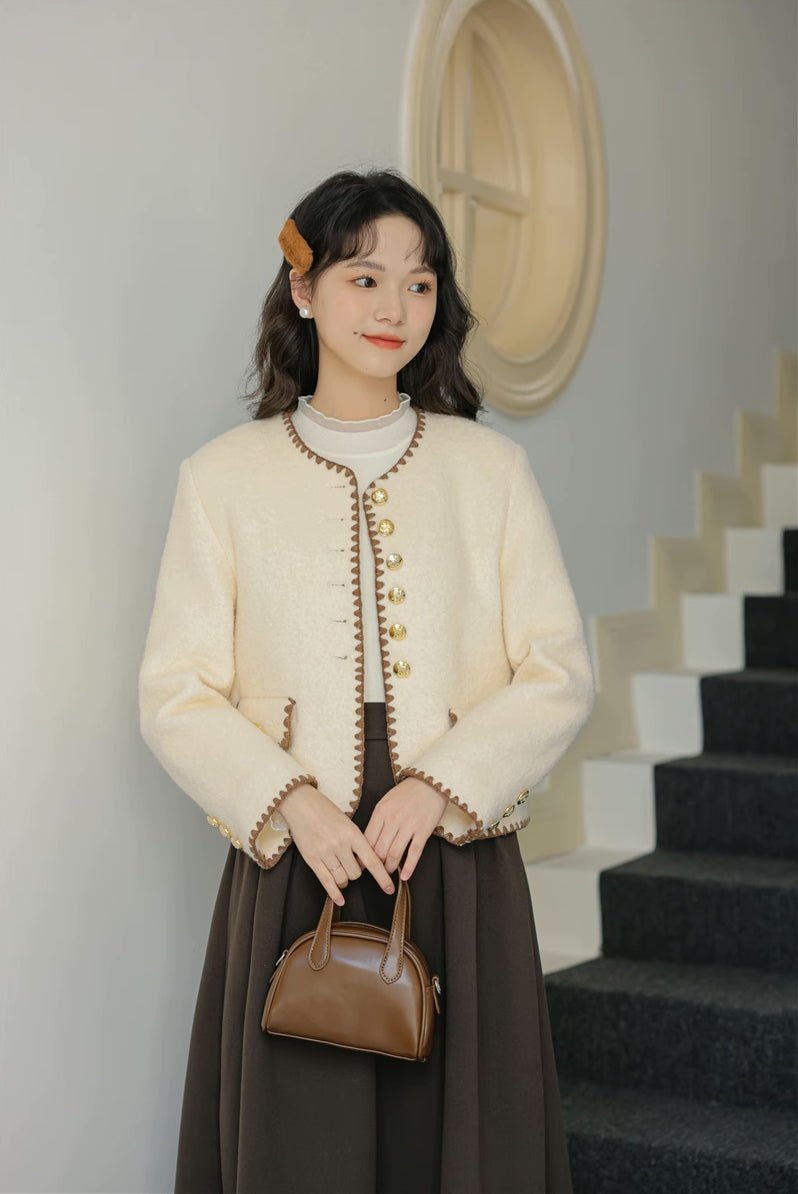 Boucle Tweed Jacket (Cream)