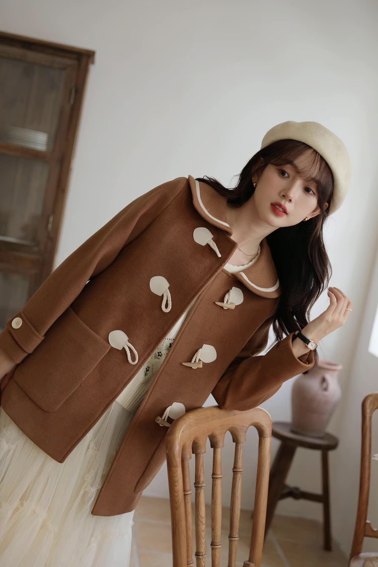Peter Pan Collar Toggle Duffle Coat (2 Colors)