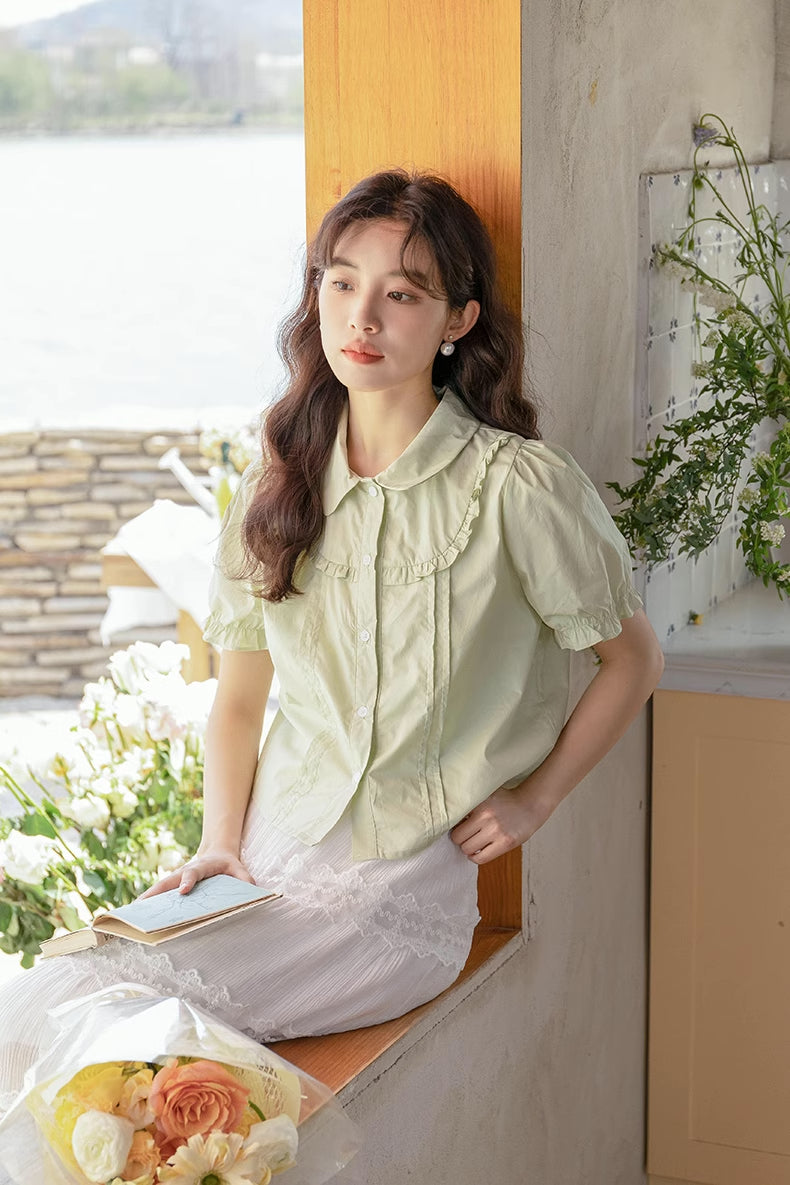 Zesty Puff Sleeve Blouse (Green)