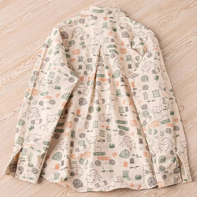 Cat Lady Blouse (Beige)