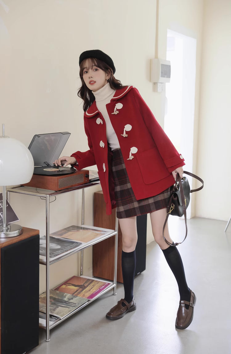Peter Pan Collar Toggle Duffle Coat (2 Colors)