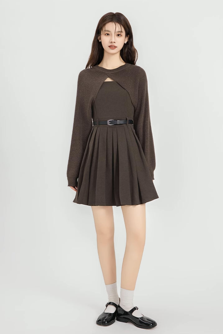 Two-Piece Mini Cami Dress & Sweater Set (2 Colors)