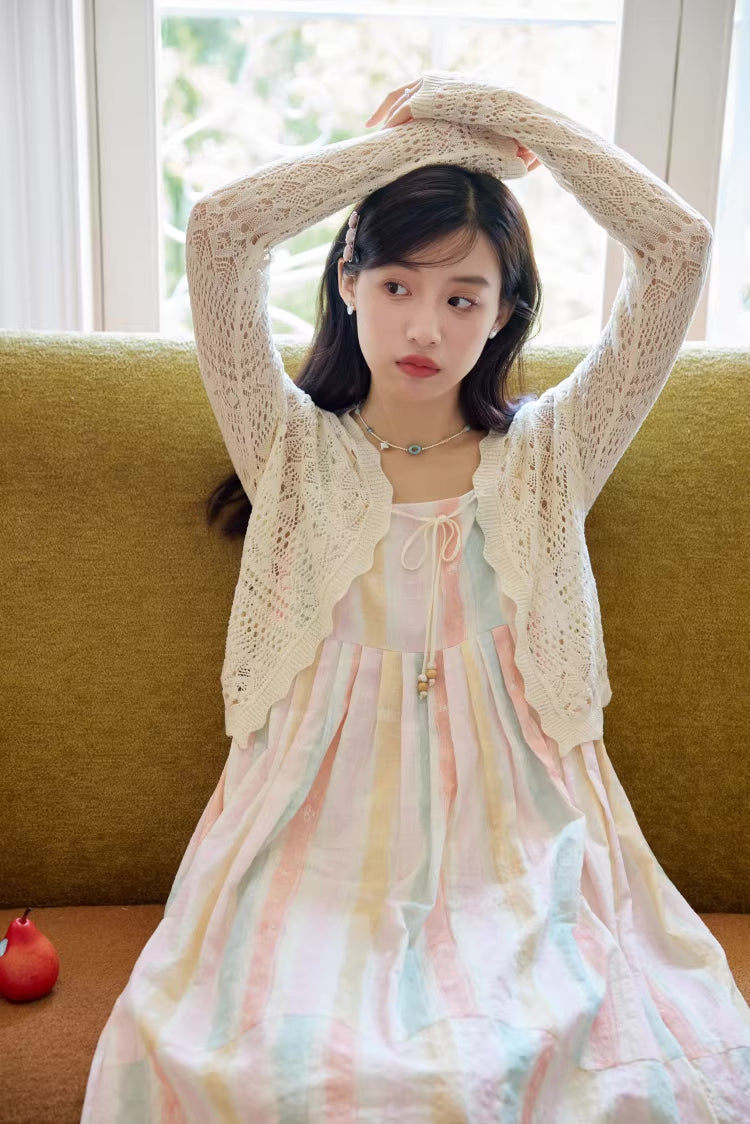 Sorbet Stripe Midi Dress (Rainbow)