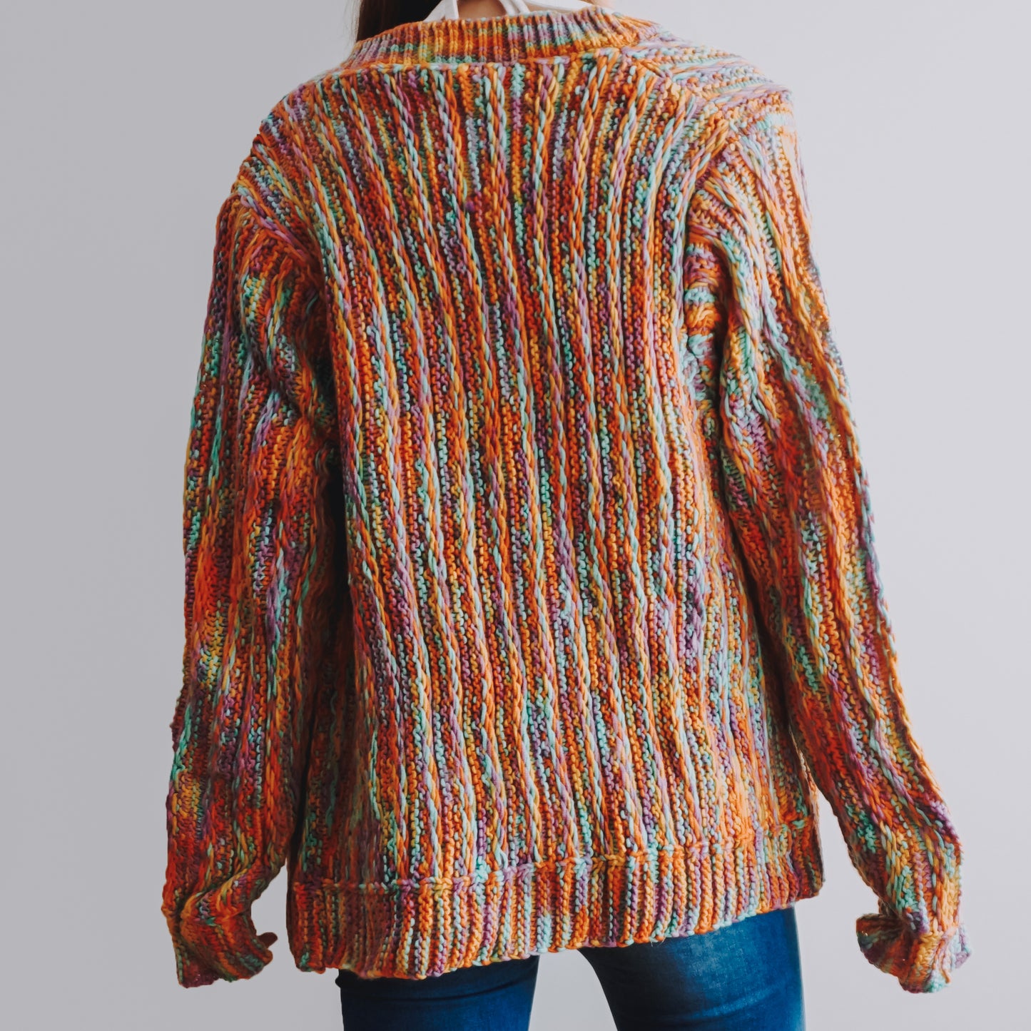 Marled Knit Grandma Cardigan (Rainbow)