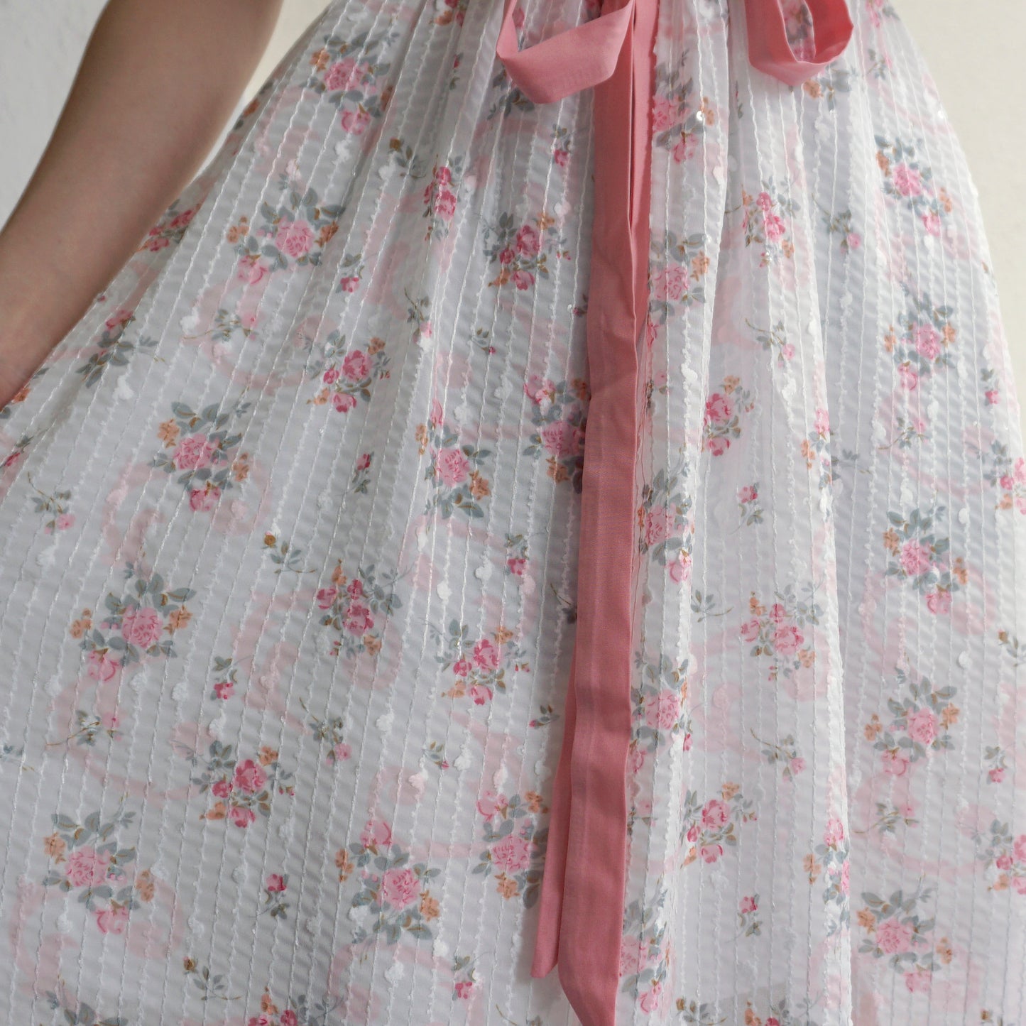 Spring Fling Lace Up Floral Dress (White/Pink)