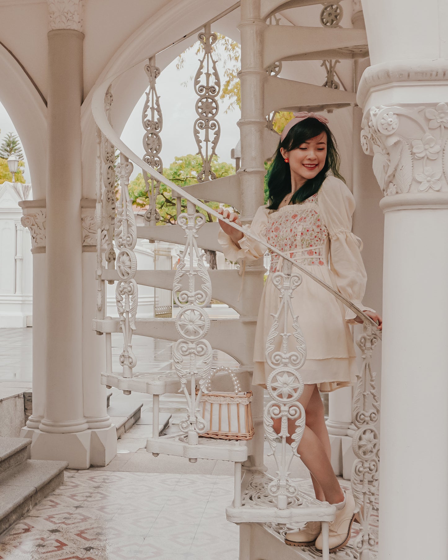 Florals In Bloom Ruffle Dress (Cream)