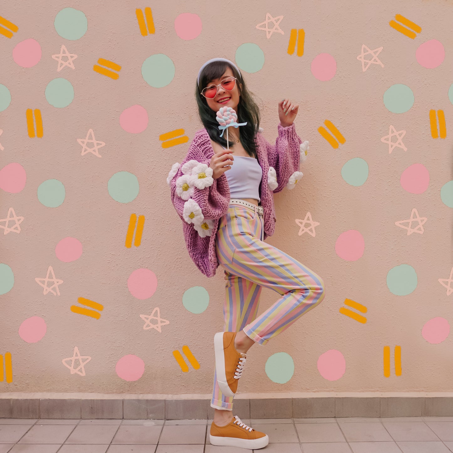 Candy Pastel Stripe Mom Jeans (Blue/Pink/Yellow)