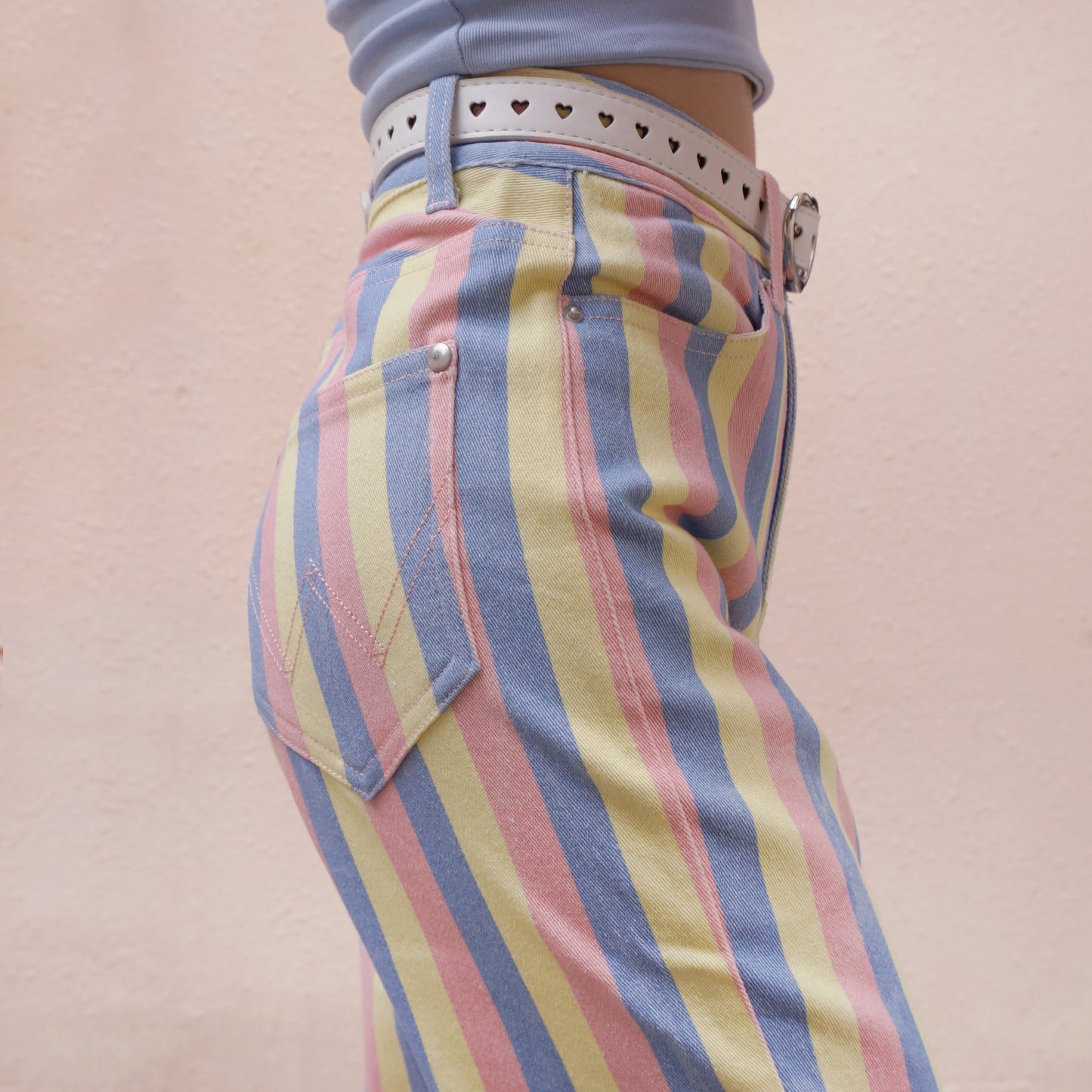 Candy Pastel Stripe Mom Jeans (Blue/Pink/Yellow)