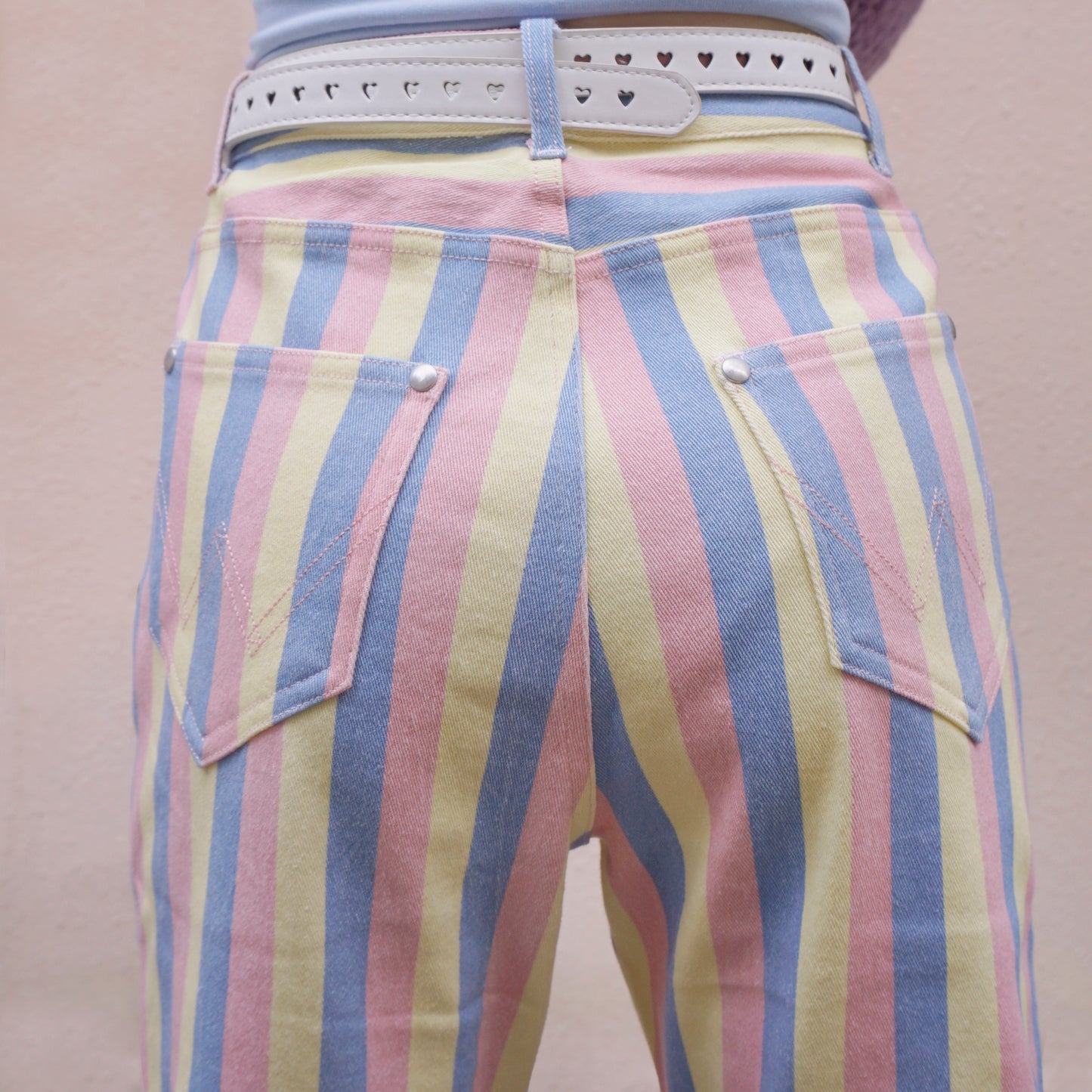 Candy Pastel Stripe Mom Jeans (Blue/Pink/Yellow)