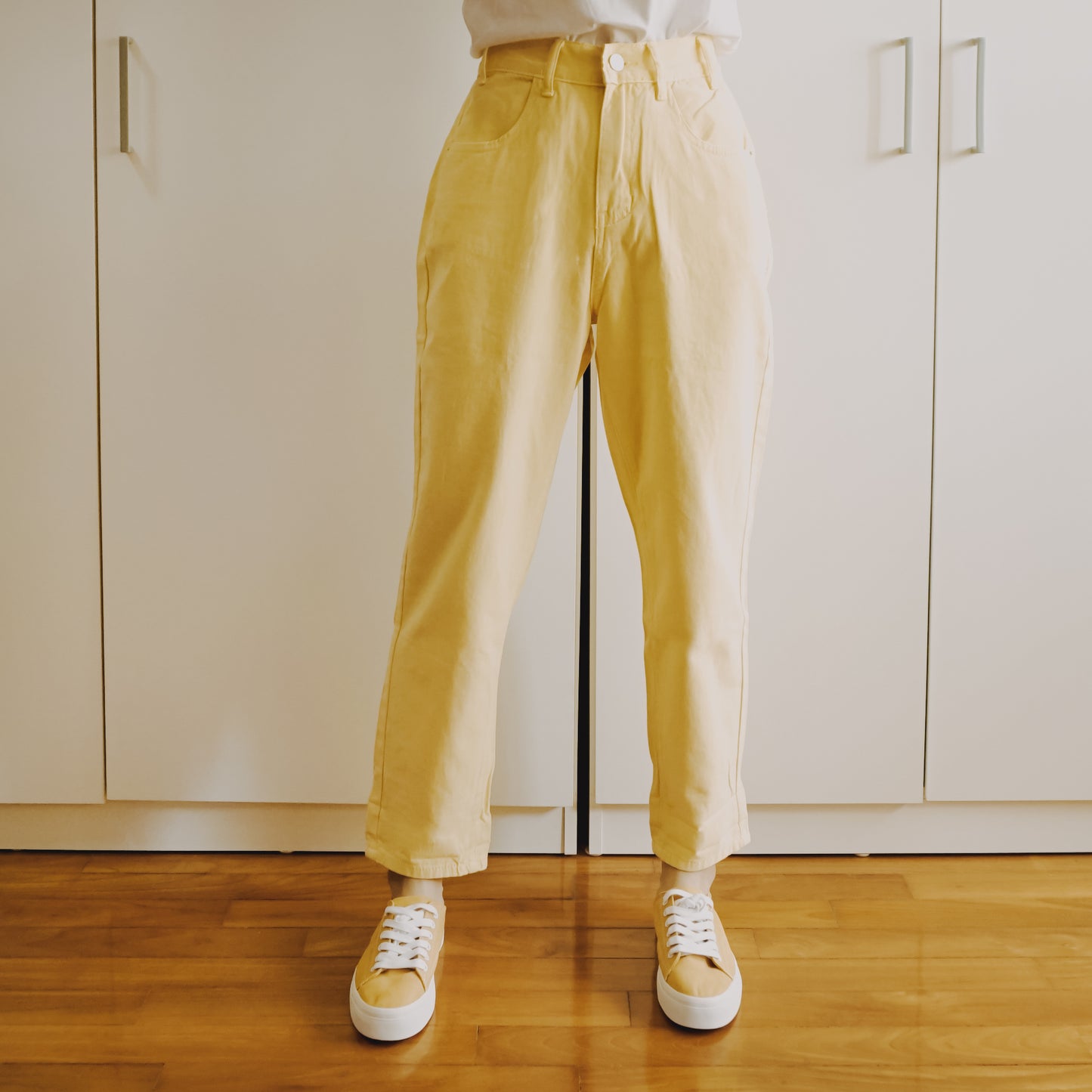 Buttery Denim Mom Jeans (Light Yellow)