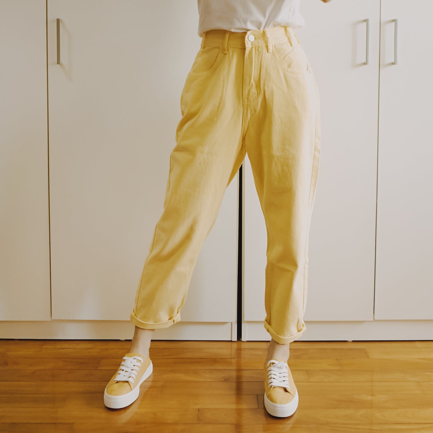 Buttery Denim Mom Jeans (Light Yellow)