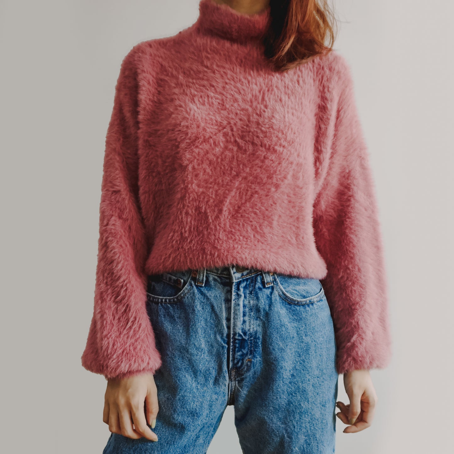 Fuzzy High Neck Sweater (6 Colors)