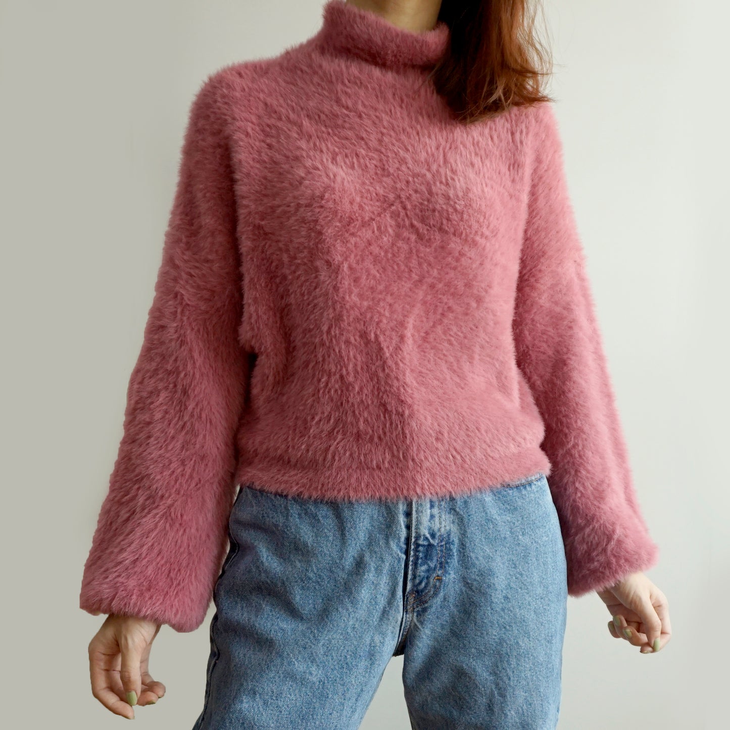 Fuzzy High Neck Sweater (6 Colors)
