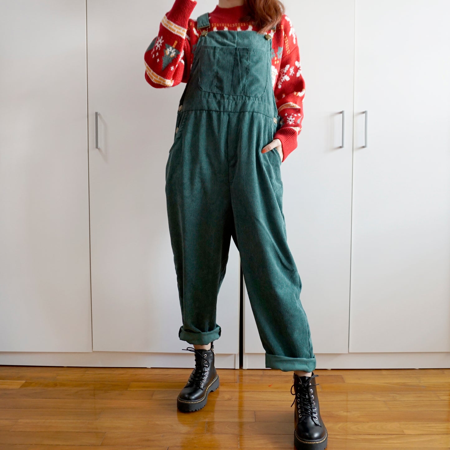 Corduroy Overalls (Forest Green)