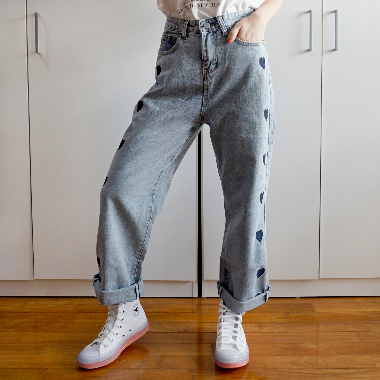 Embroidered Heart Jeans (2 Colors)
