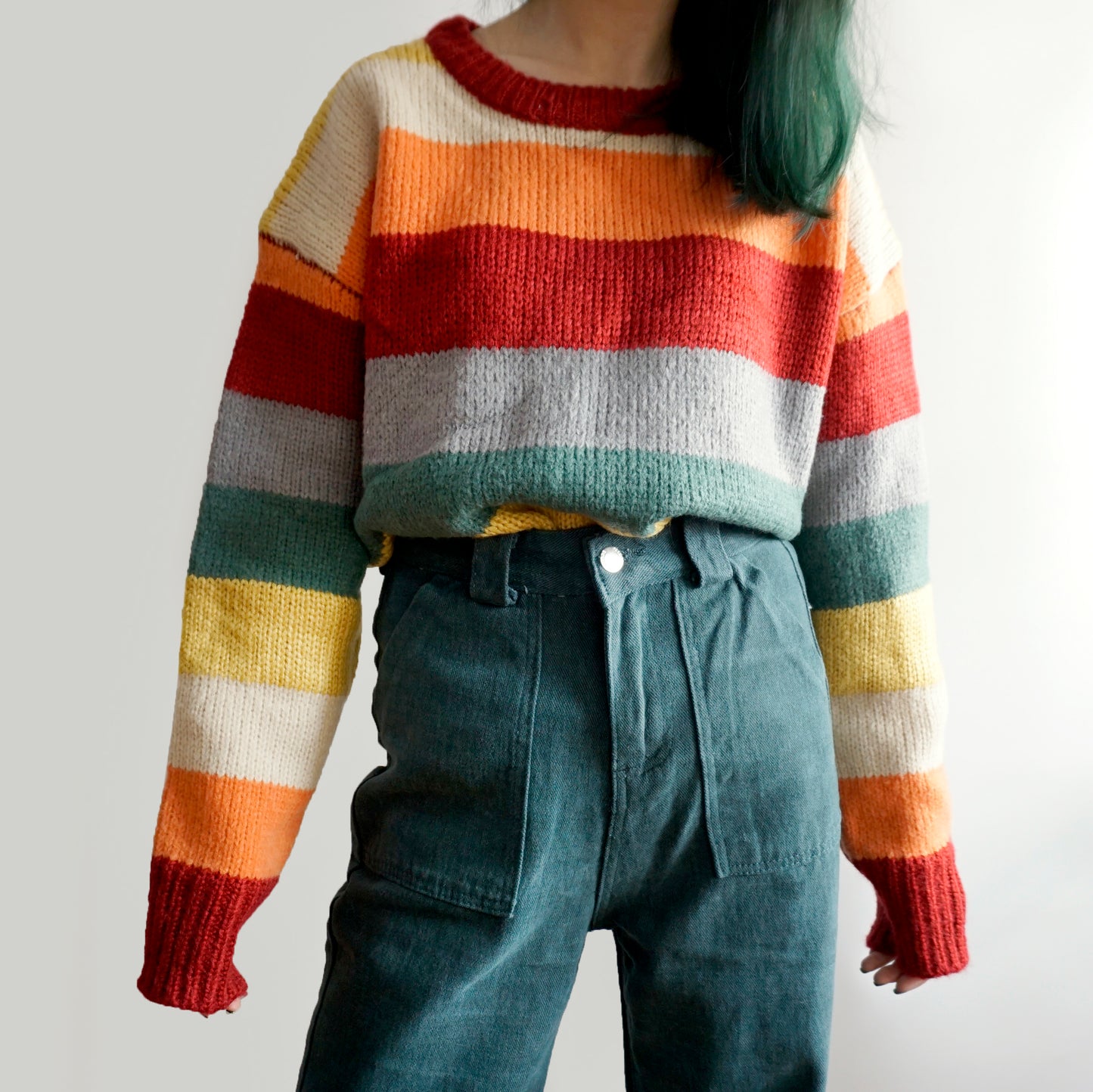 Autumn Rainbow Sweater/Cardigan (Red/Orange)