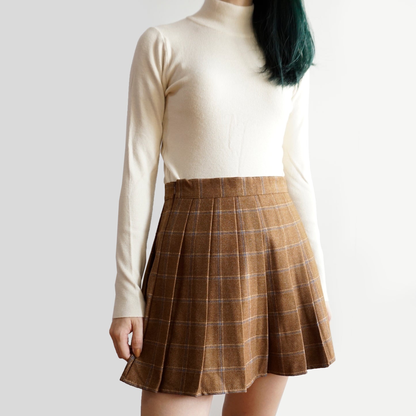 Autumn Plaid Tennis Skirt (Brown)