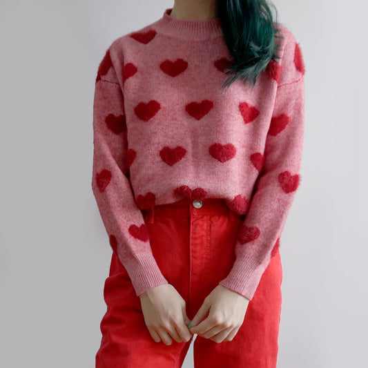 Fuzzy Hearts Sweater (4 Colors)