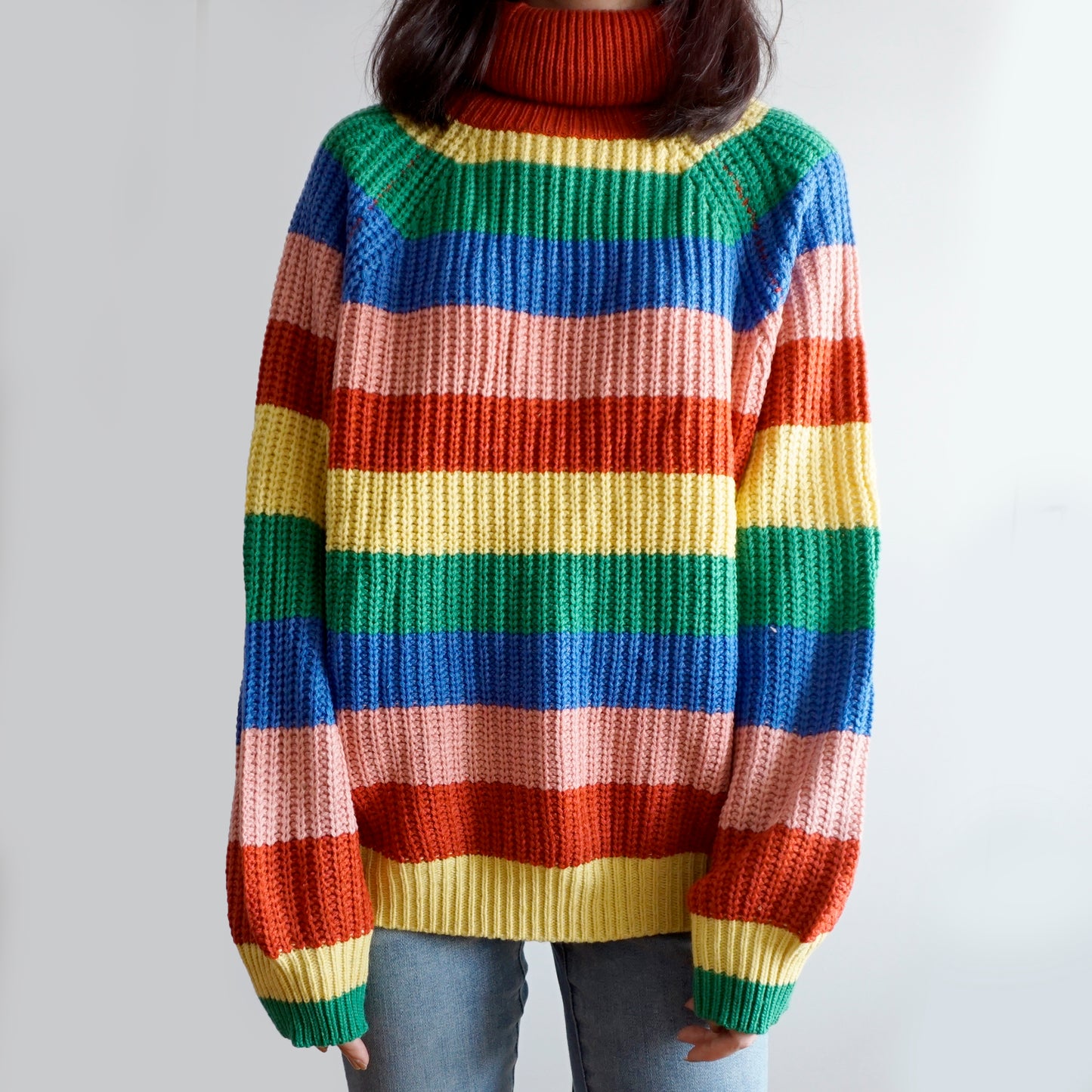 Rainbow Turtleneck Sweater (Multicolor)