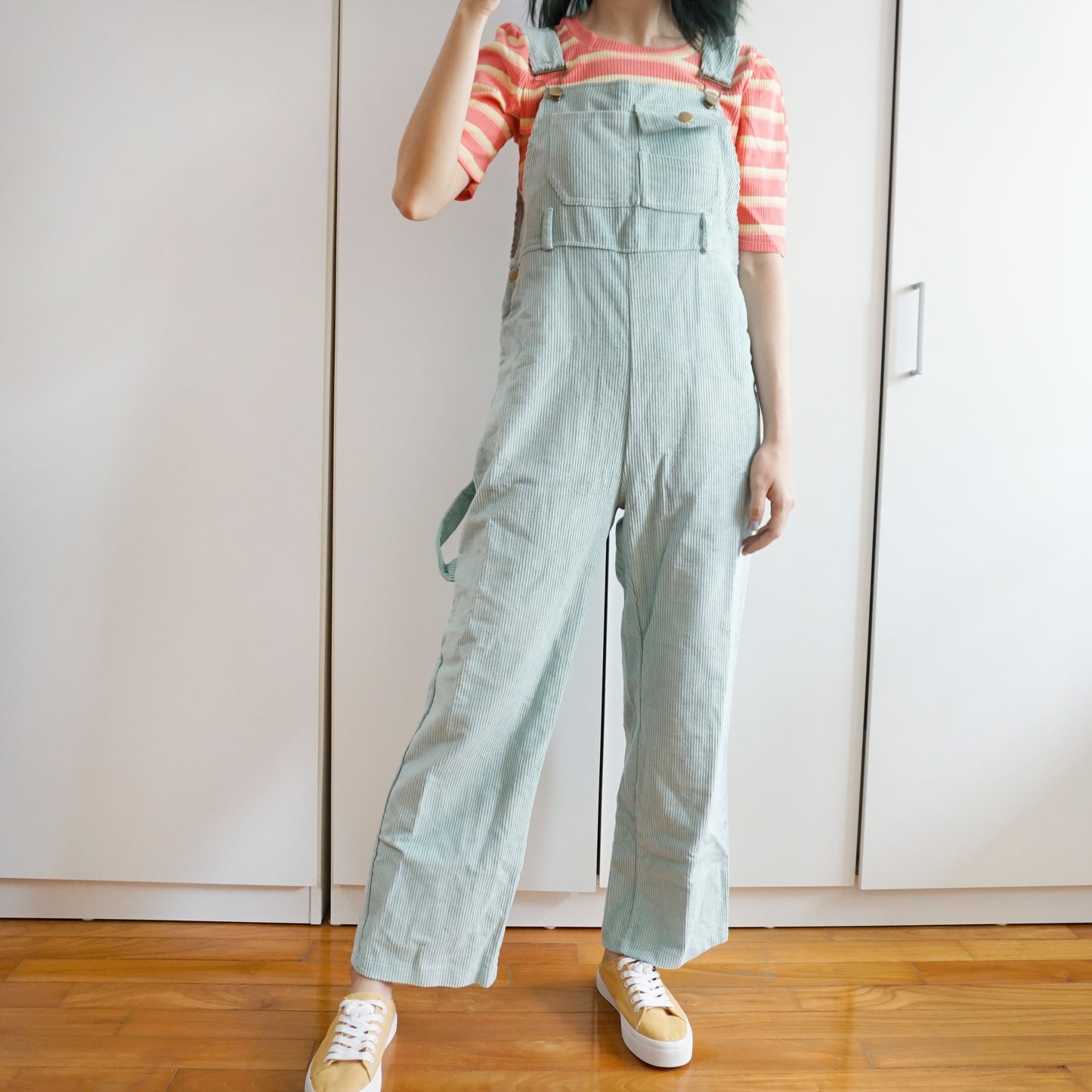 Corduroy Boyfriend Overalls (Eggshell Blue)
