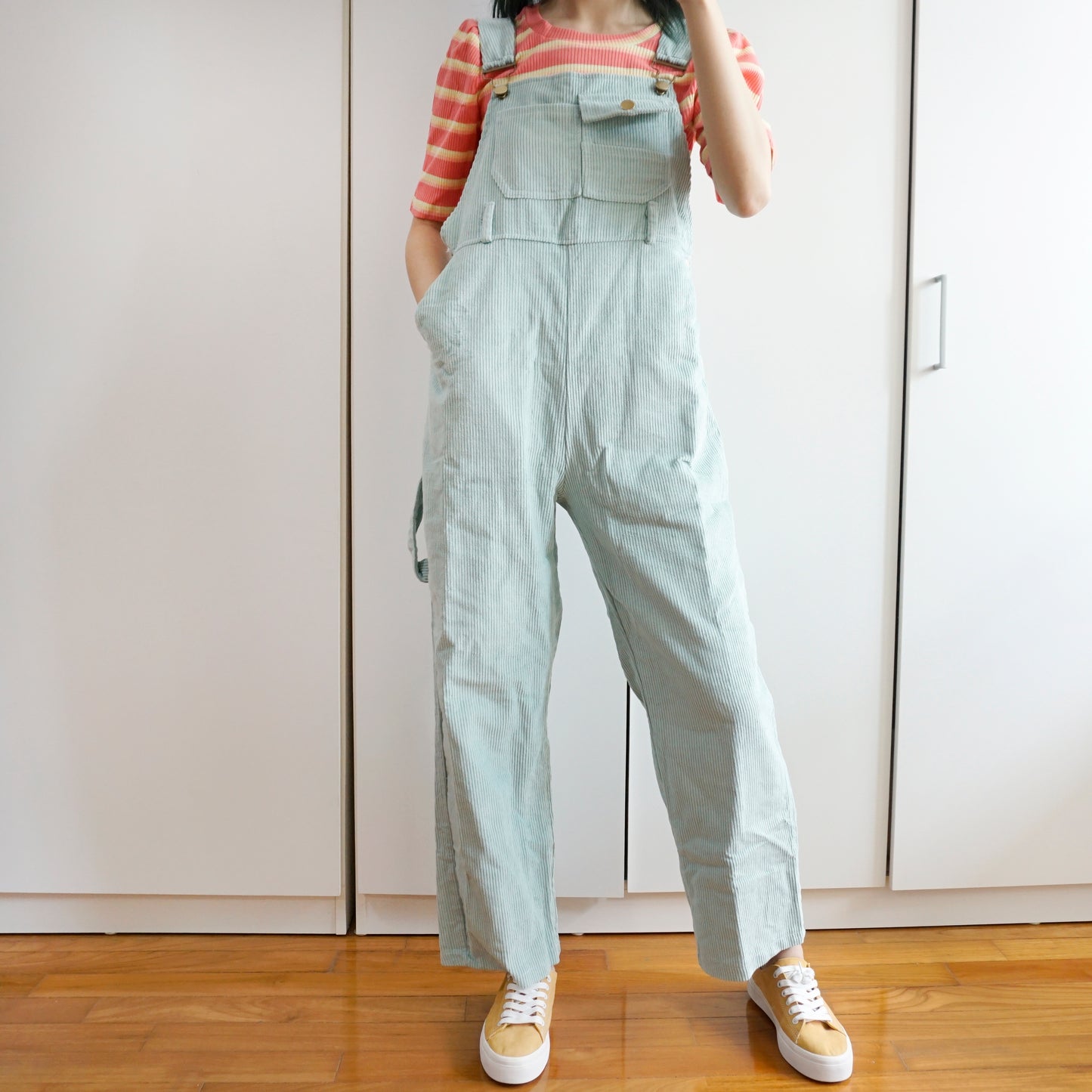 Corduroy Boyfriend Overalls (Eggshell Blue)