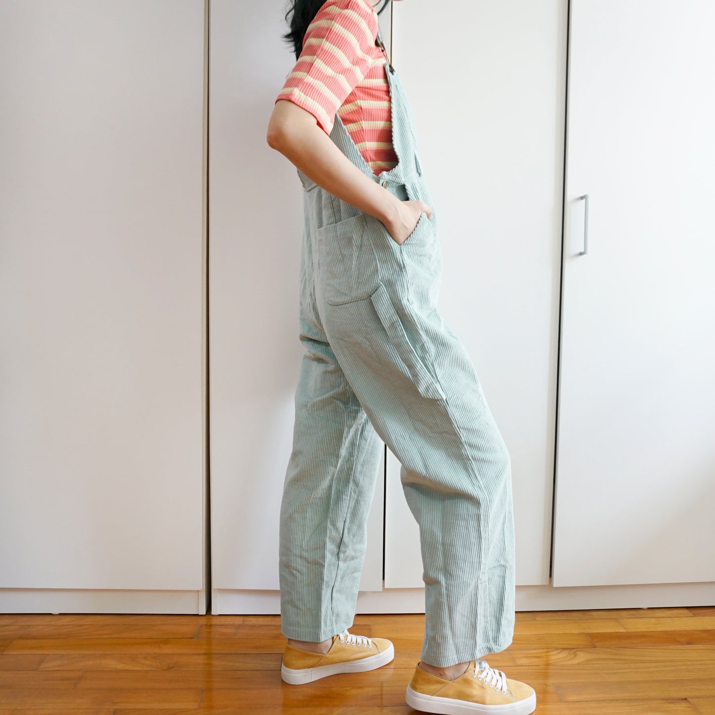Corduroy Boyfriend Overalls (Eggshell Blue)