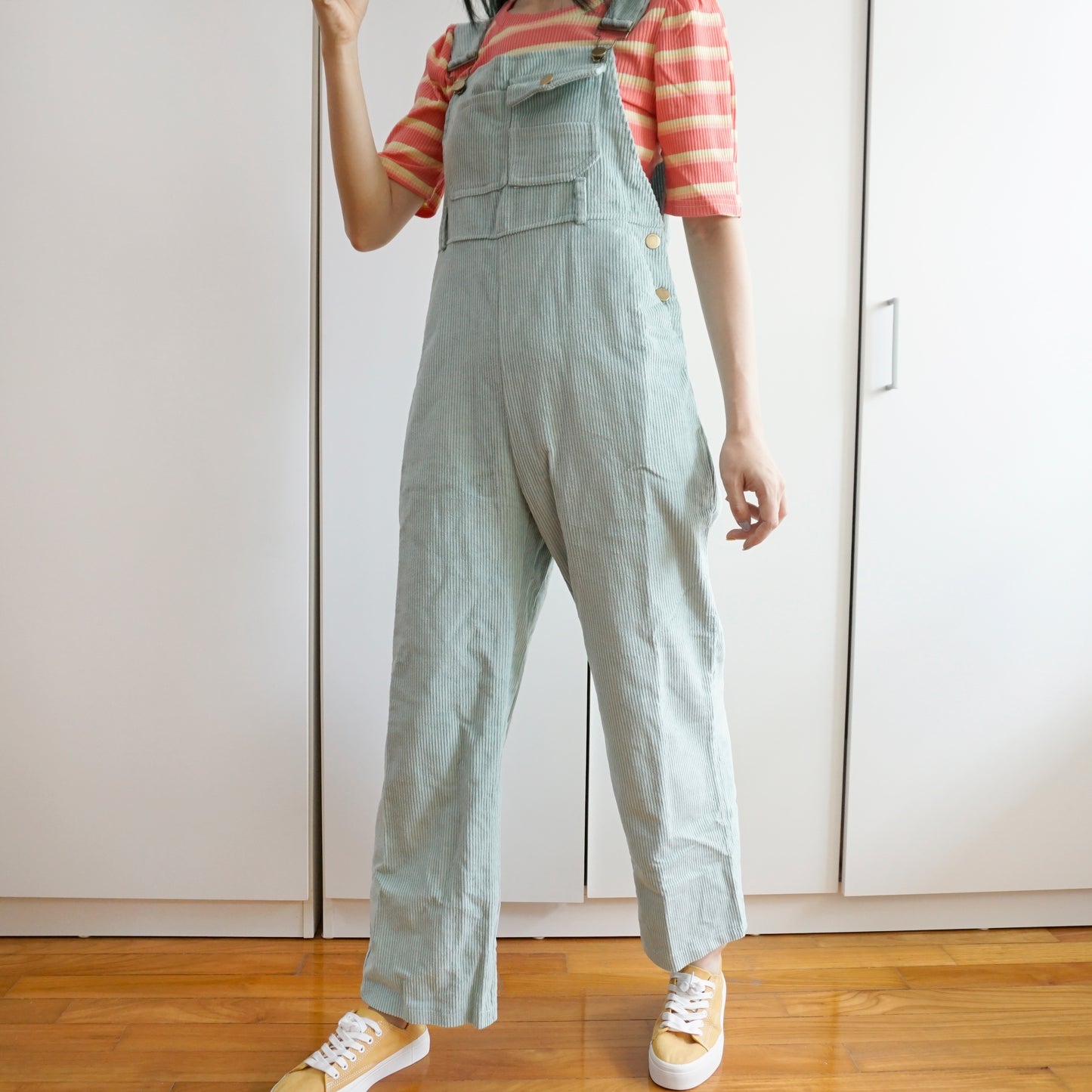 Corduroy Boyfriend Overalls (Eggshell Blue)