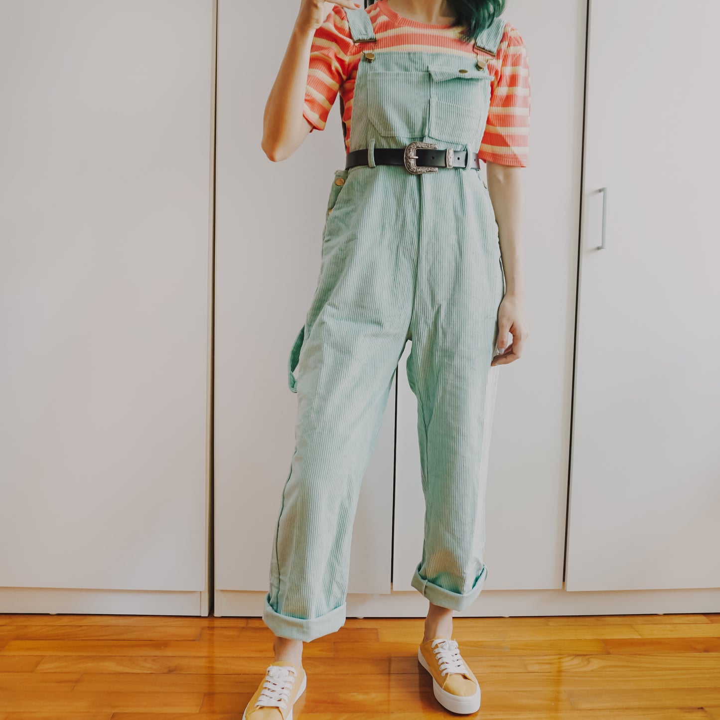 Corduroy Boyfriend Overalls (Eggshell Blue)