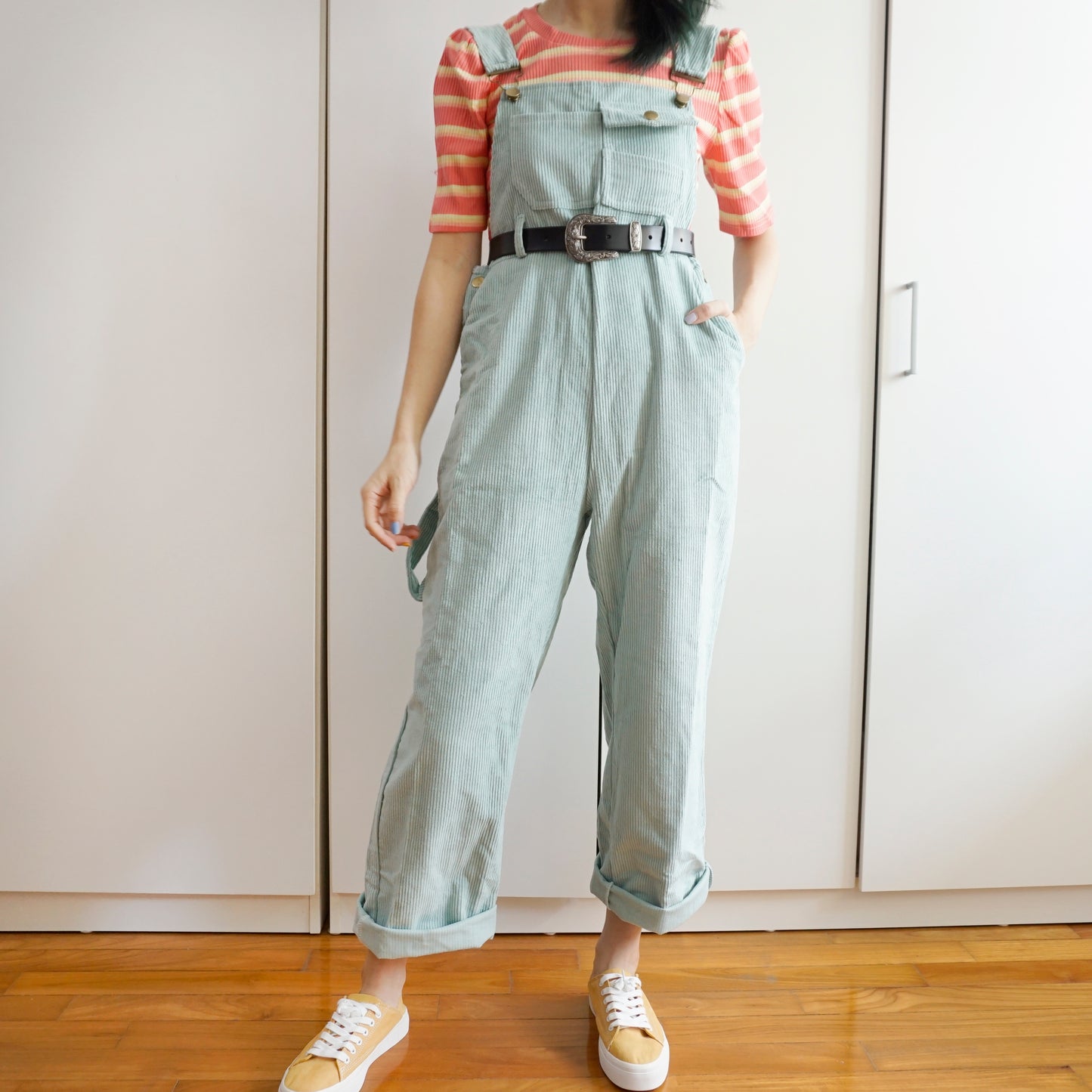 Corduroy Boyfriend Overalls (Eggshell Blue)