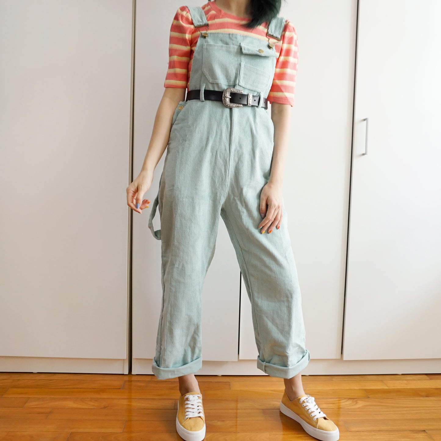 Corduroy Boyfriend Overalls (Eggshell Blue)