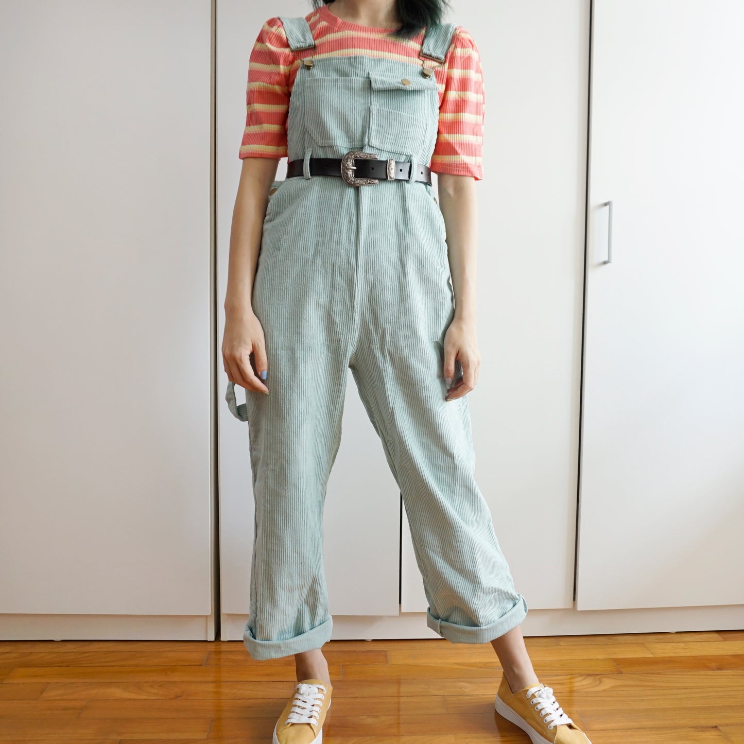 Corduroy Boyfriend Overalls (Eggshell Blue)