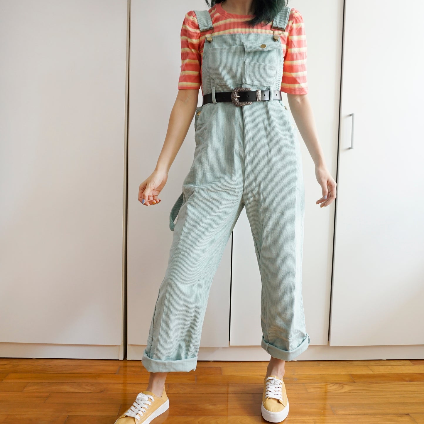 Corduroy Boyfriend Overalls (Eggshell Blue)