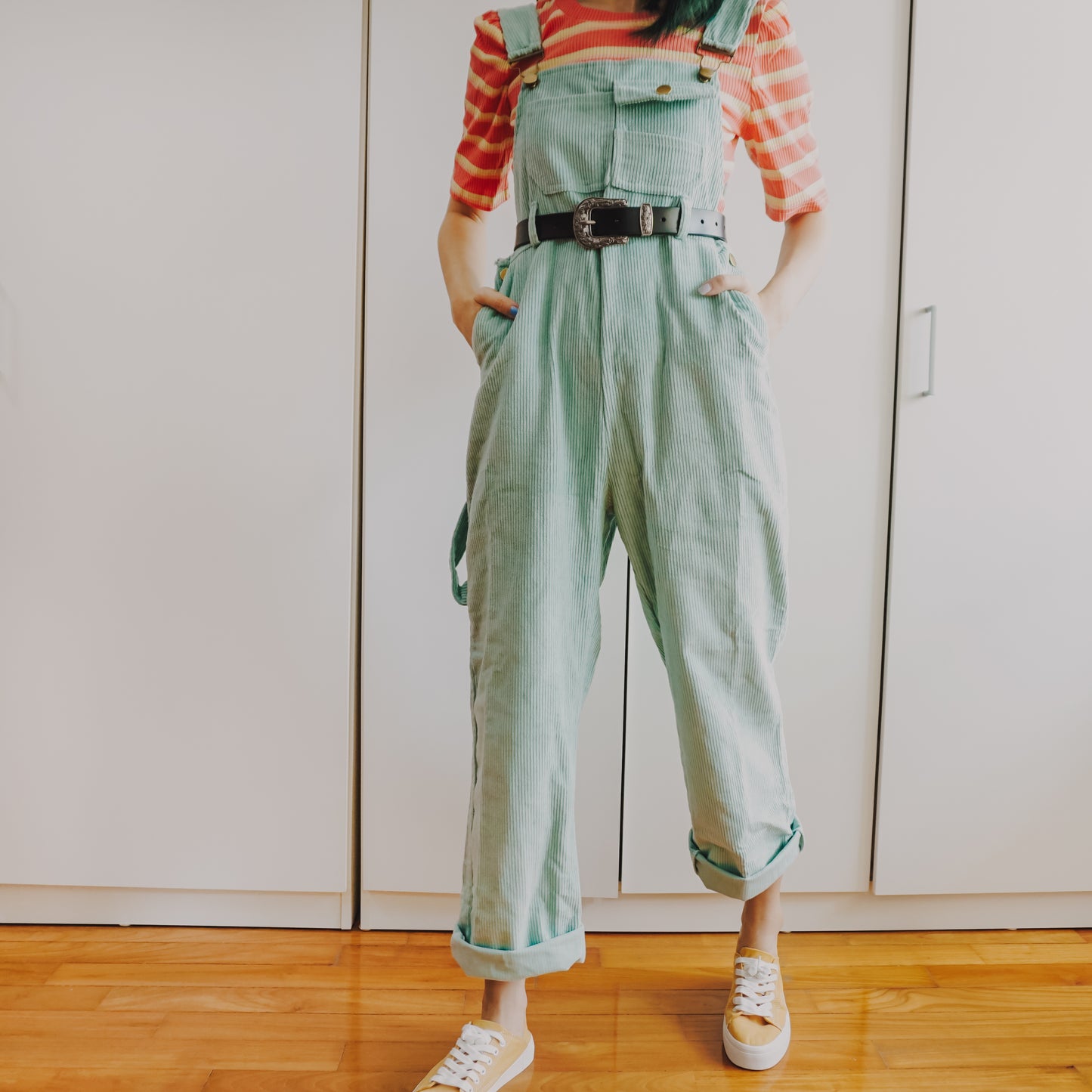 Corduroy Boyfriend Overalls (Eggshell Blue)