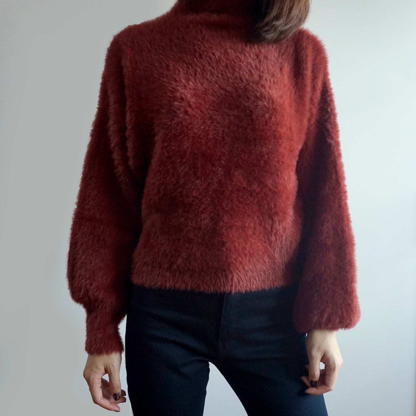 Fuzzy High Neck Sweater (6 Colors)