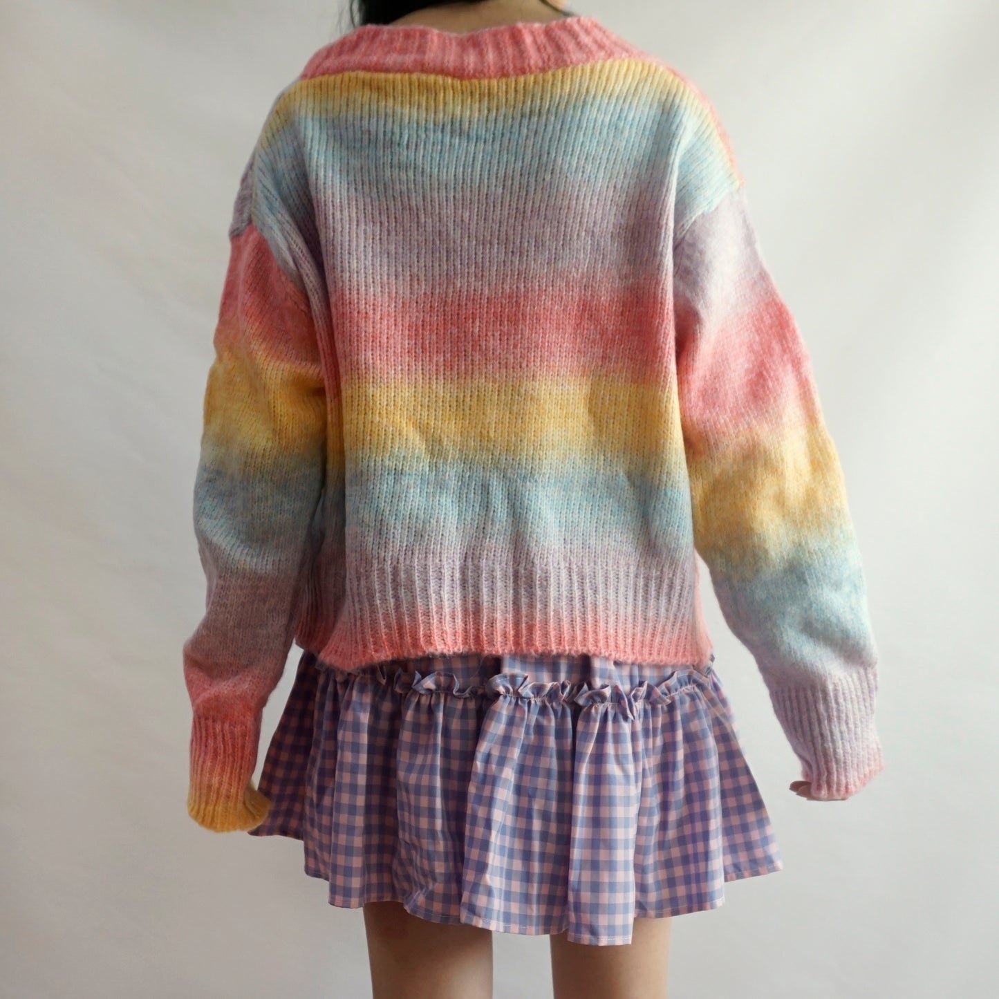 Daisy Ombre Cropped Cardigan (Pastel Rainbow)