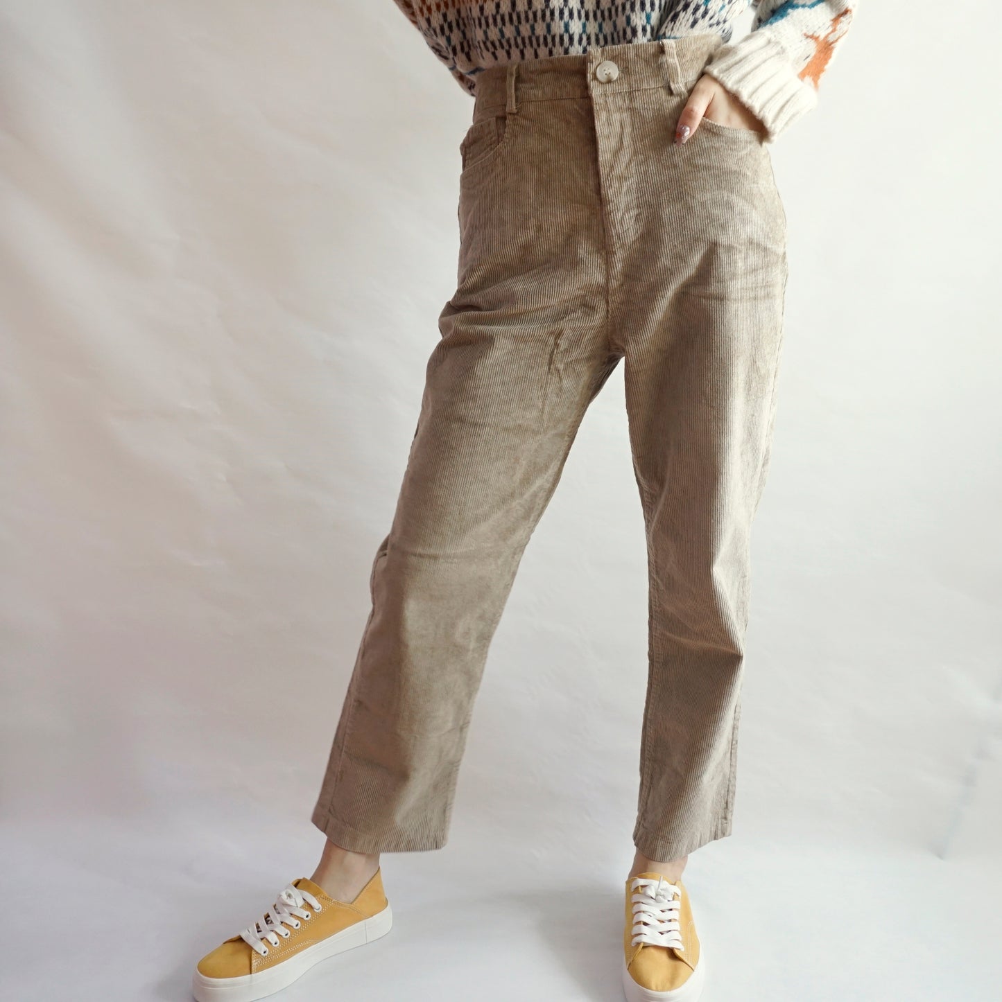 Corduroy Cropped Mom Jeans (4 Colors)