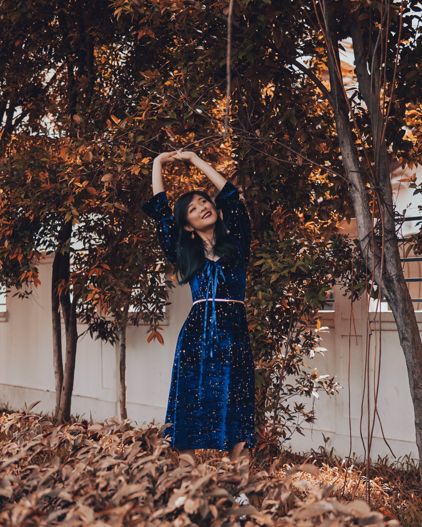 Constellation Velvet Midi Dress (Teal)