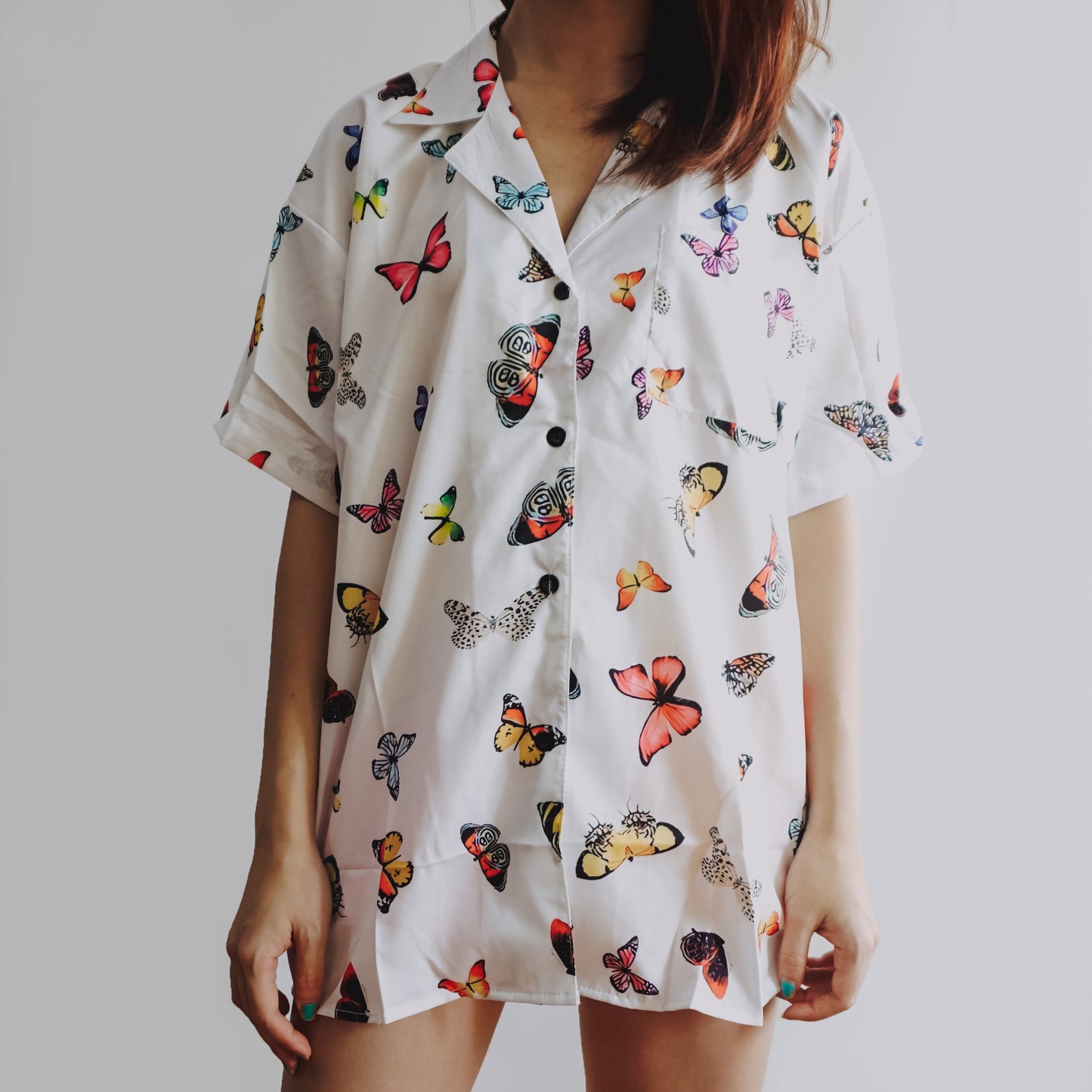 Butterfly Button Up Shirt (White)