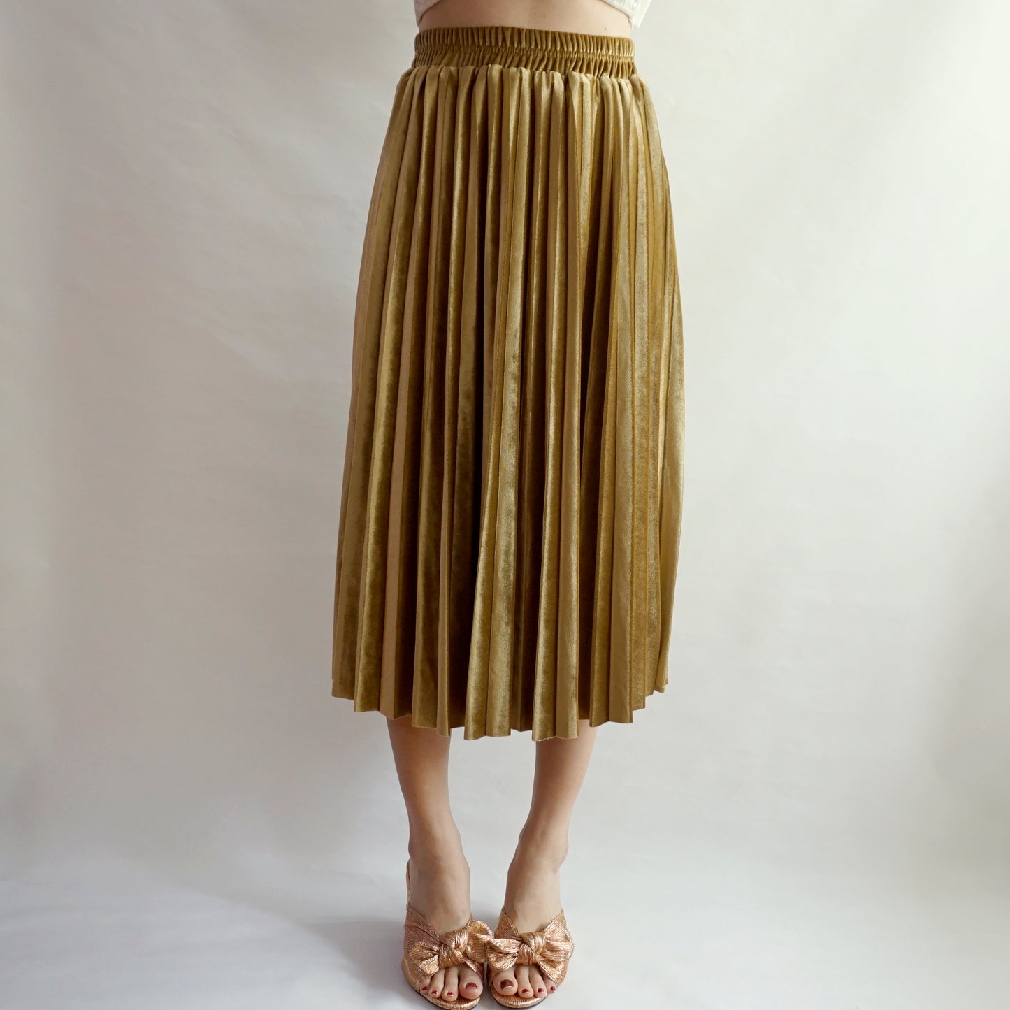 Velvet Pleated Midi Skirt (6 Colors)