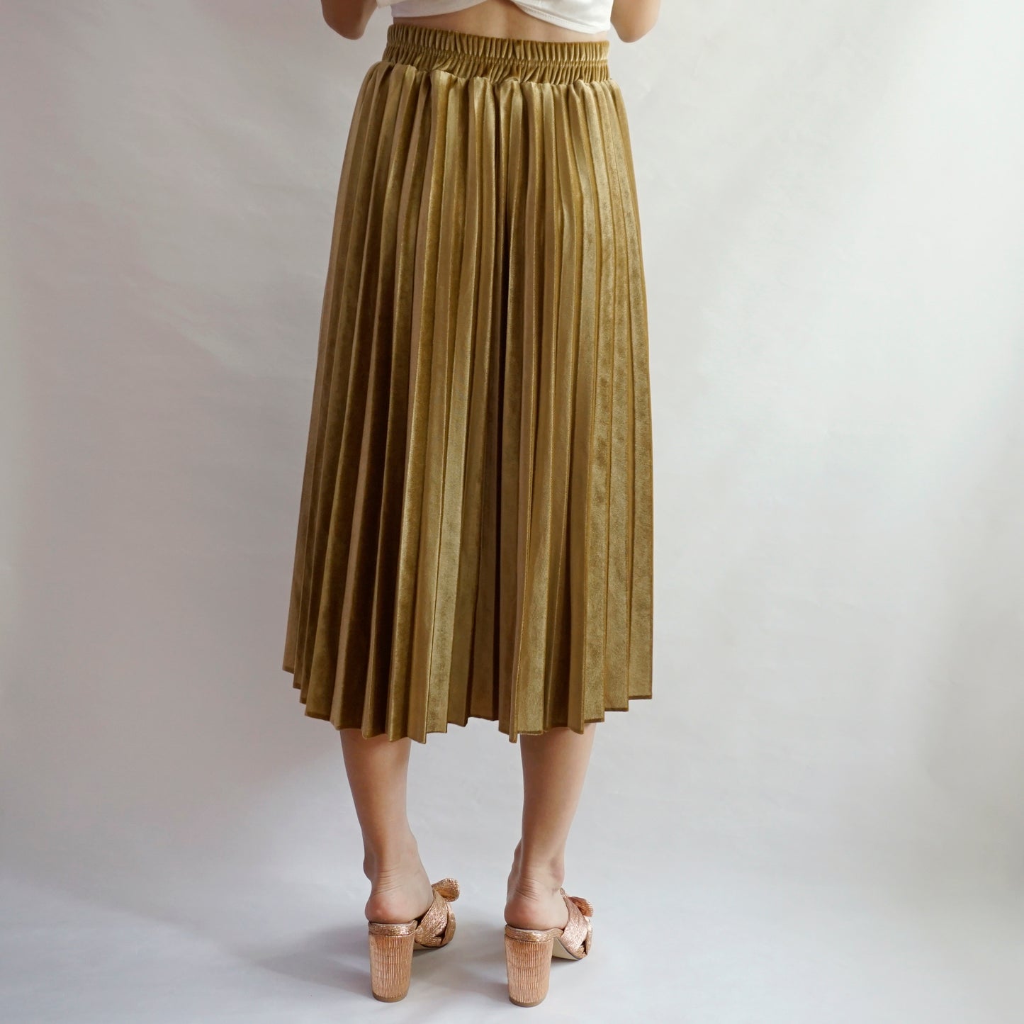 Velvet Pleated Midi Skirt (6 Colors)