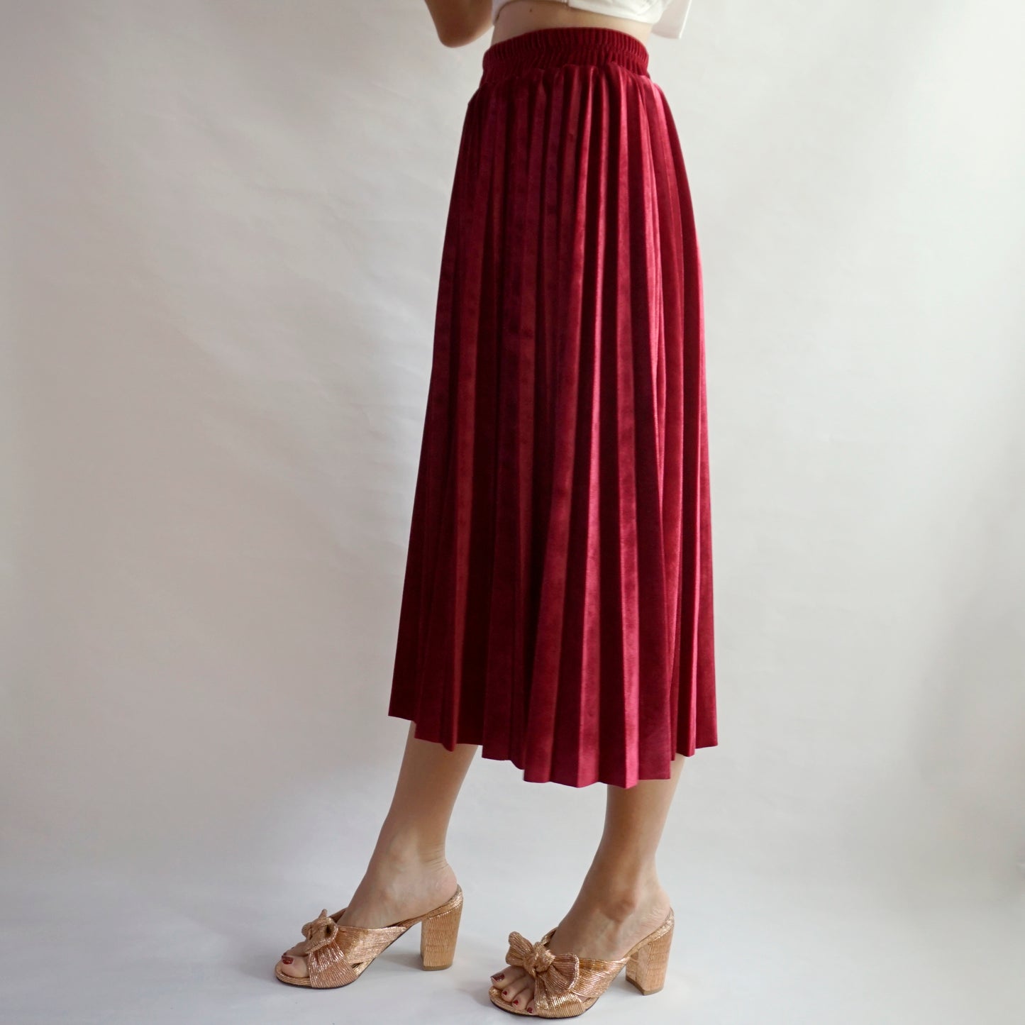 Velvet Pleated Midi Skirt (6 Colors)