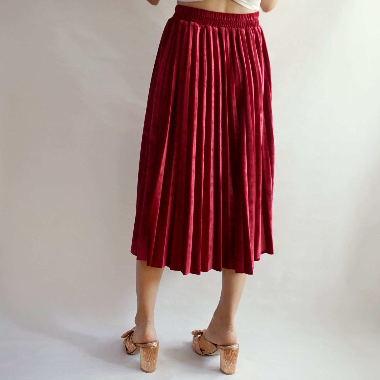Velvet Pleated Midi Skirt (6 Colors)