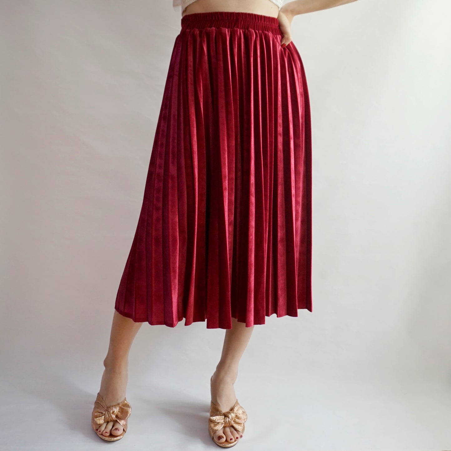 Velvet Pleated Midi Skirt (6 Colors)