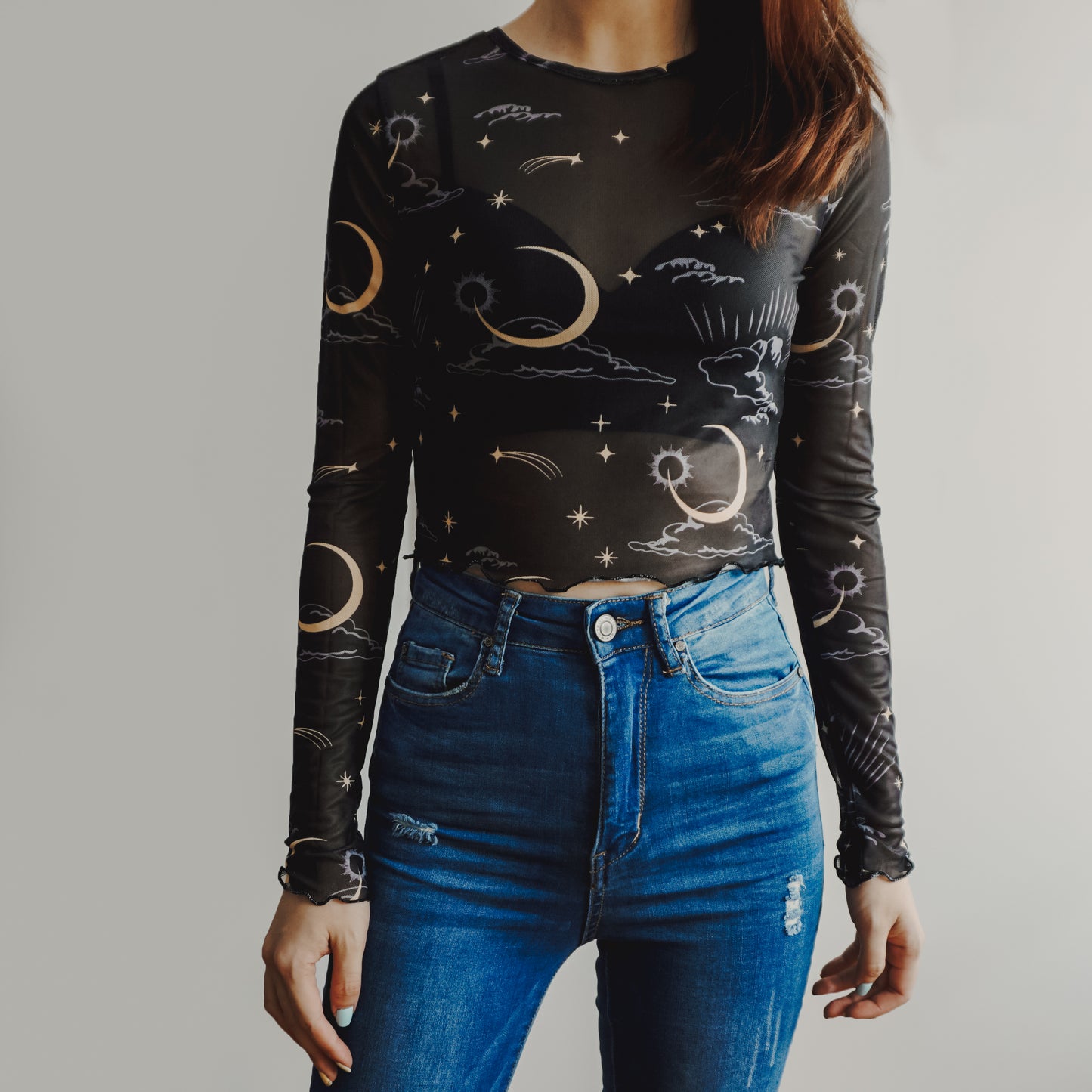 Sun & Moon Mesh Crop Top (2 Colors)