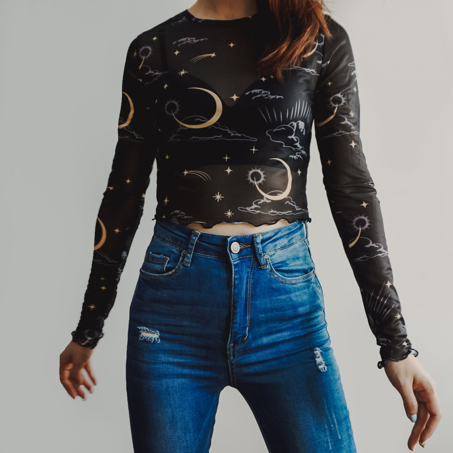 Sun & Moon Mesh Crop Top (2 Colors)