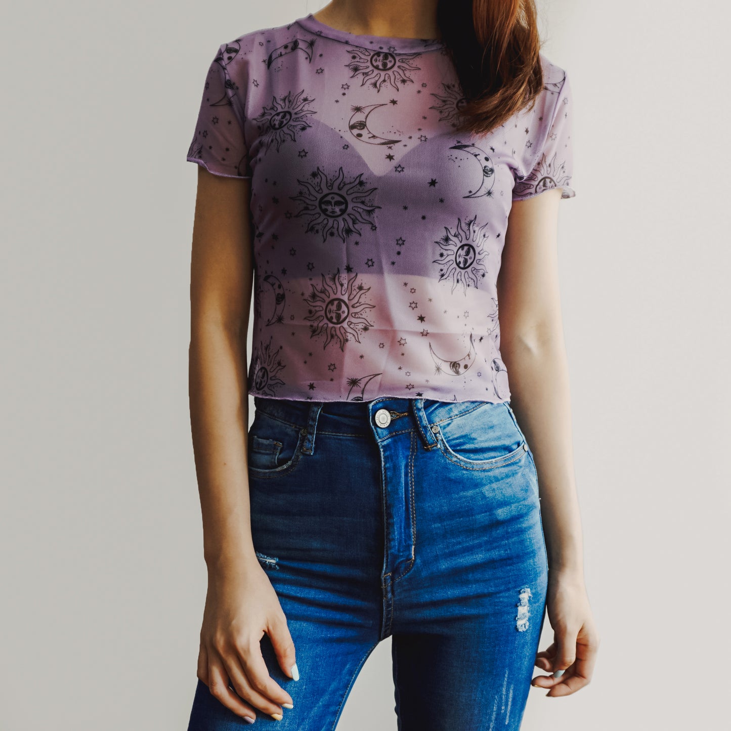 Celestial Mesh Crop Top (Purple)