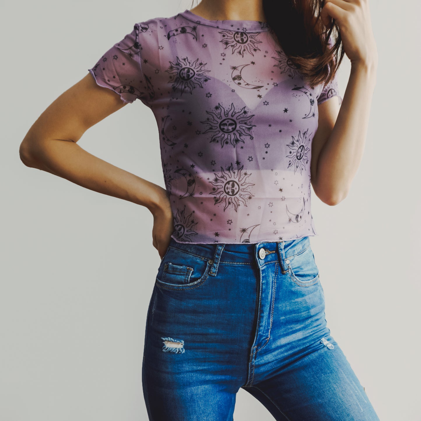 Celestial Mesh Crop Top (Purple)