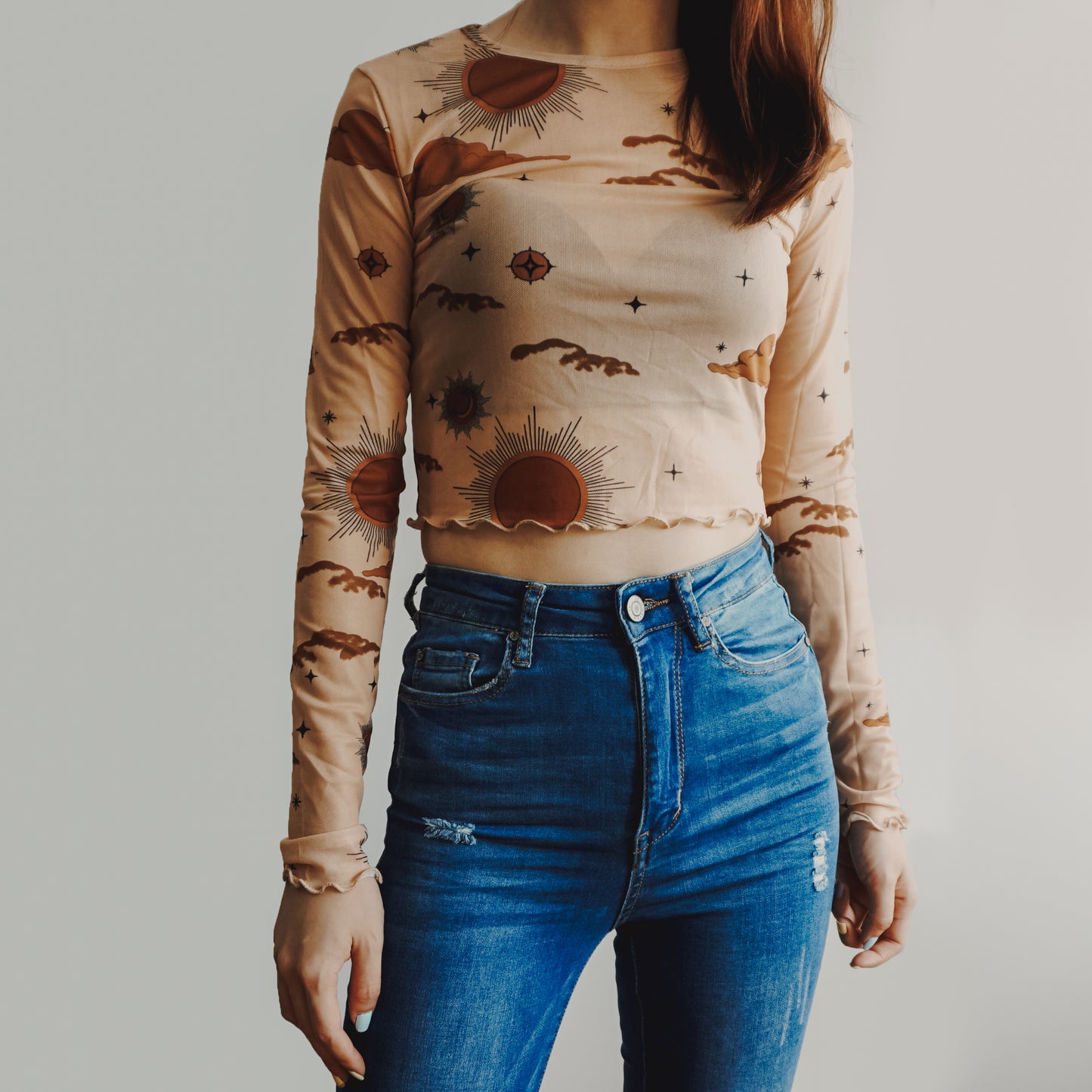 Sun & Moon Mesh Crop Top (2 Colors)